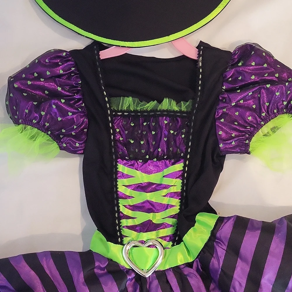 Pretty Potion Girls Witch Halloween Costume Size M 7/8 Purple Green